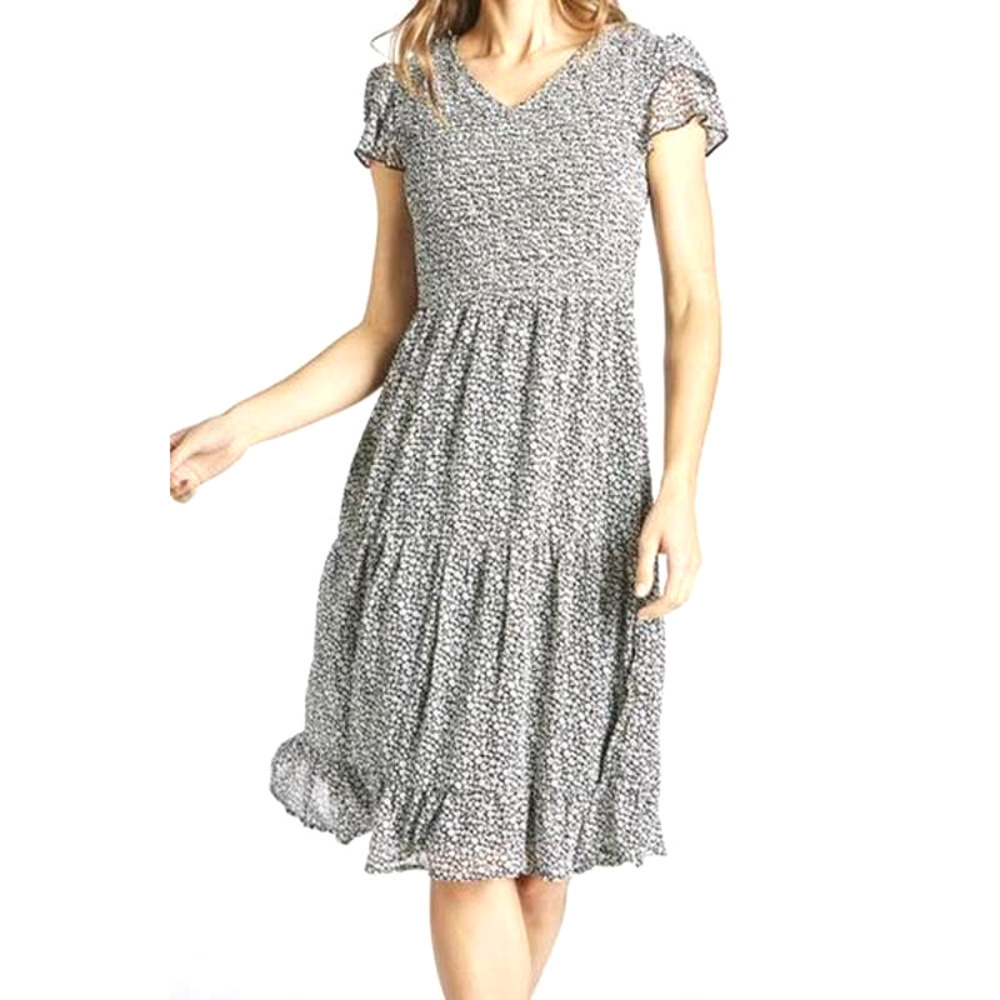 Orange Creek Floral Smocked Midi Flare Dress